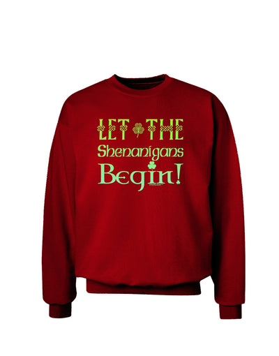 Let the Shenanigans Begin Adult Dark Sweatshirt-Sweatshirts-TooLoud-Deep-Red-Small-Davson Sales