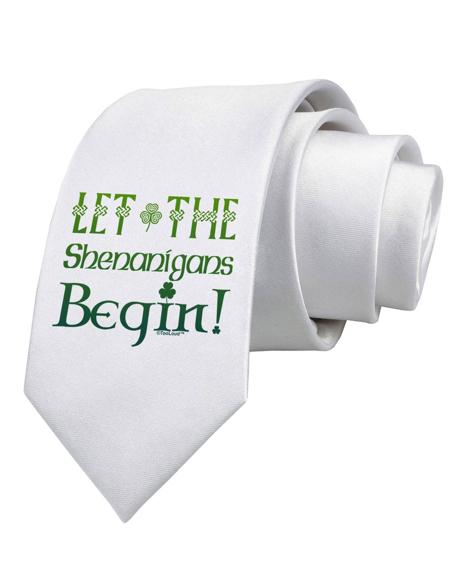 Let the Shenanigans Begin Printed White Necktie