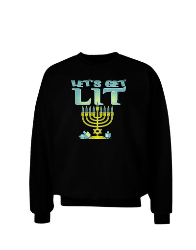 Let's Get Lit Menorah Adult Dark Sweatshirt-Sweatshirts-TooLoud-Black-Small-Davson Sales