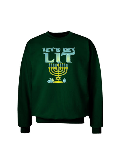 Let's Get Lit Menorah Adult Dark Sweatshirt-Sweatshirts-TooLoud-Deep-Forest-Green-Small-Davson Sales