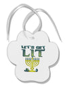 Let's Get Lit Menorah Paw Print Shaped Ornament-Ornament-TooLoud-White-Davson Sales