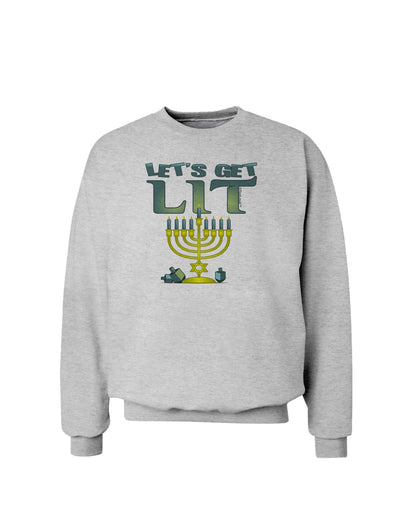 Let's Get Lit Menorah Sweatshirt-Sweatshirts-TooLoud-AshGray-Small-Davson Sales