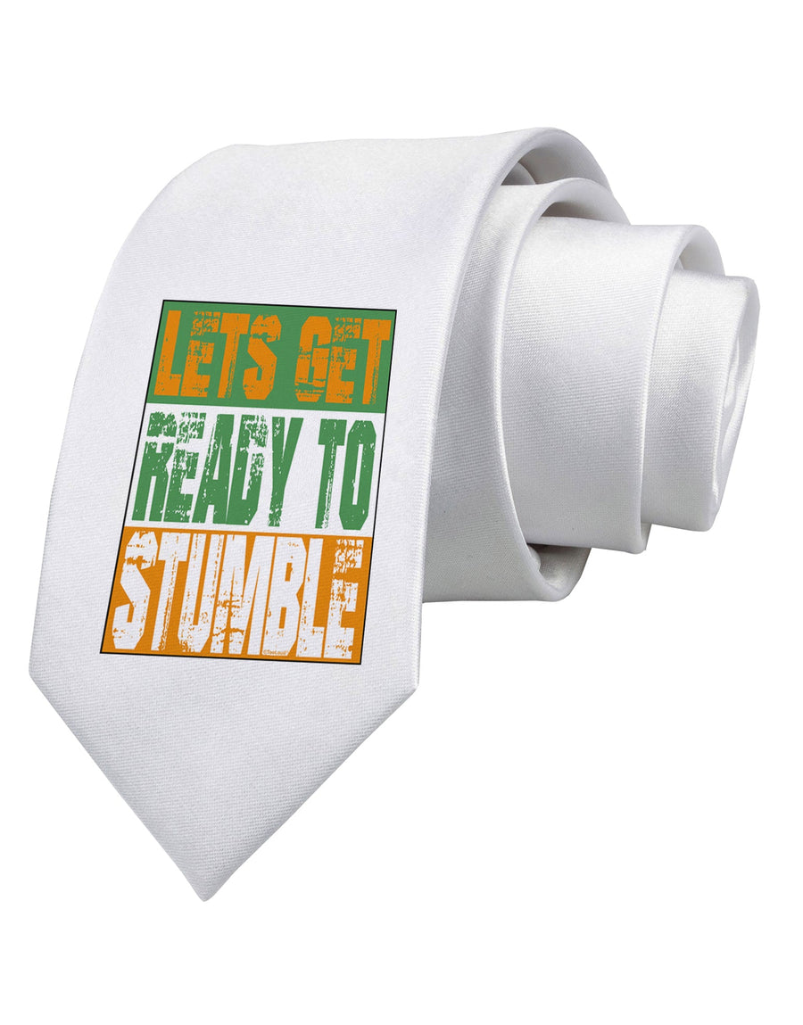 Lets Get Ready To Stumble Printed White Necktie by TooLoud