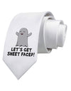 Let's Get Sheet Faced Printed White Necktie by TooLoud