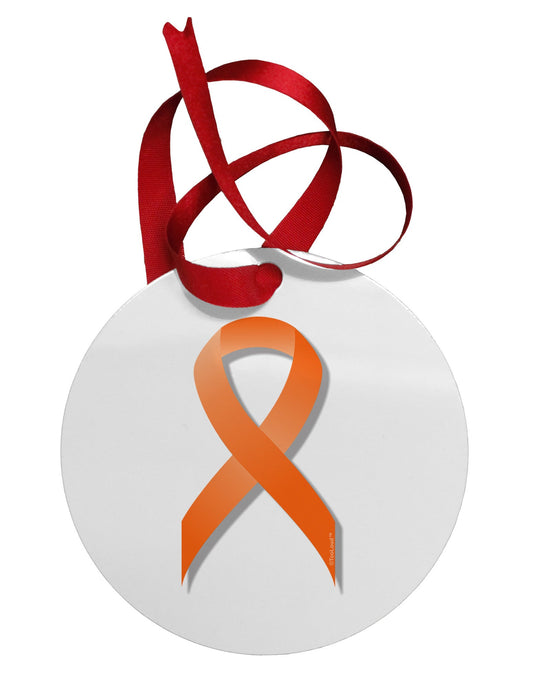 Leukemia Awareness Ribbon - Orange Circular Metal Ornament-Ornament-TooLoud-White-Davson Sales