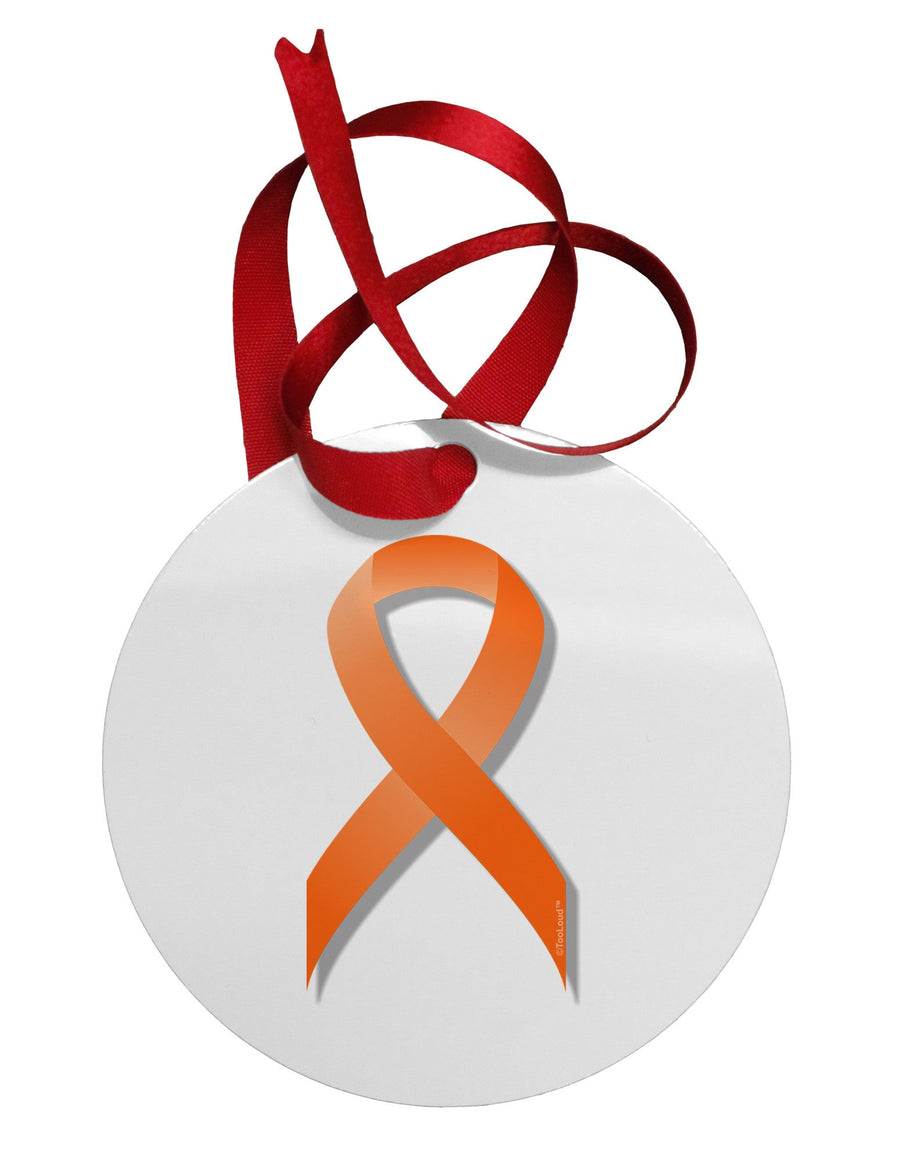 Leukemia Awareness Ribbon - Orange Circular Metal Ornament-Ornament-TooLoud-White-Davson Sales