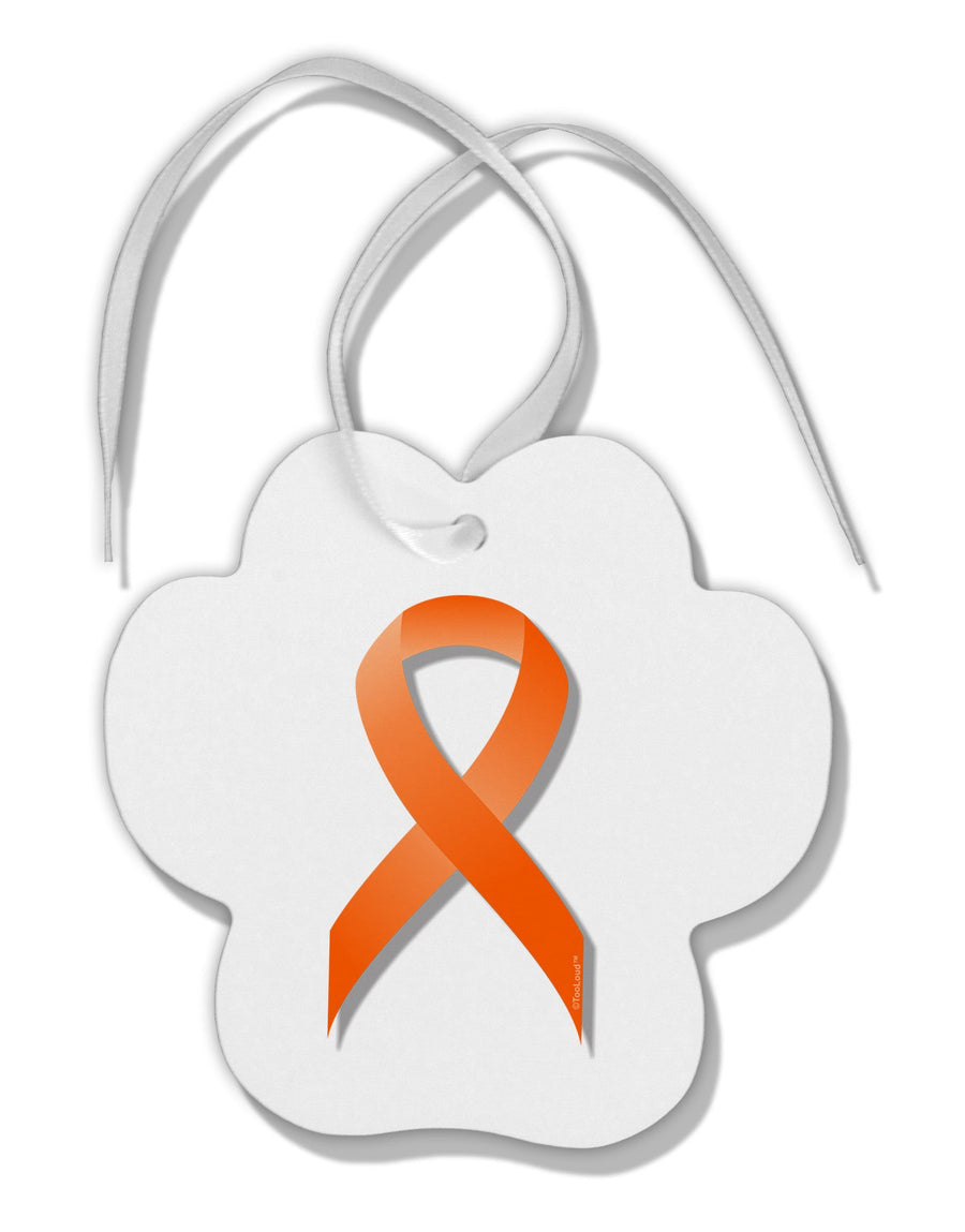 Leukemia Awareness Ribbon - Orange Paw Print Shaped Ornament-Ornament-TooLoud-White-Davson Sales