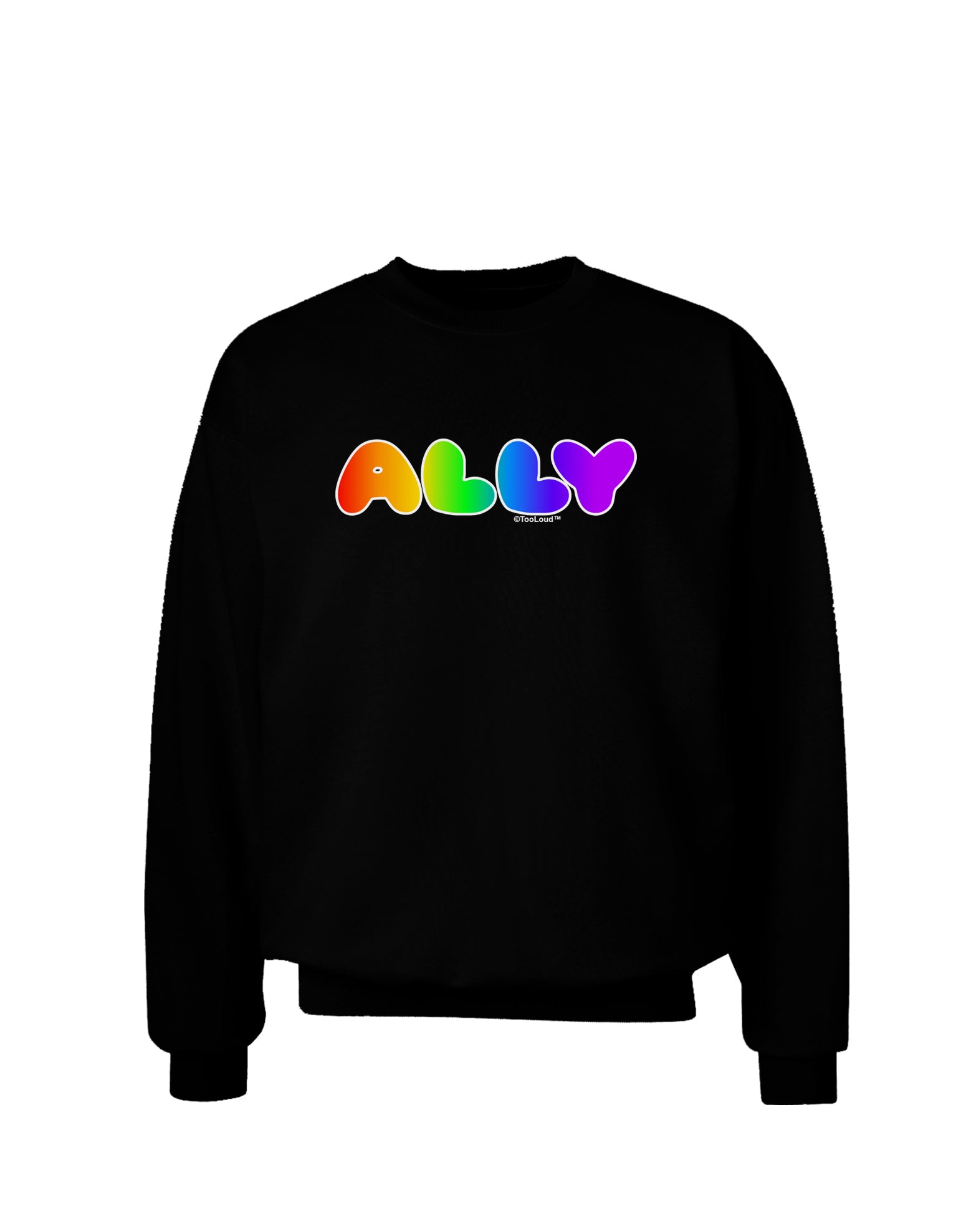 LGBT Ally Rainbow Text Adult Dark Sweatshirt by TooLoud-Sweatshirts-TooLoud-Black-Small-Davson Sales