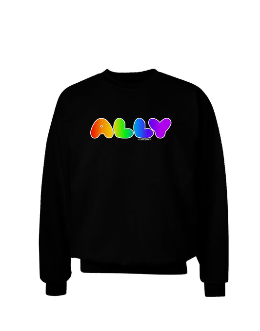 LGBT Ally Rainbow Text Adult Dark Sweatshirt by TooLoud-Sweatshirts-TooLoud-Black-Small-Davson Sales