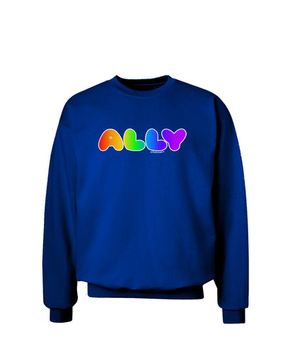 LGBT Ally Rainbow Text Adult Dark Sweatshirt by TooLoud-Sweatshirts-TooLoud-Deep-Royal-Blue-Small-Davson Sales