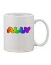 LGBT Ally Rainbow Text Embellished 11 oz Coffee Mug - Crafted by a Drinkware Expert-11 OZ Coffee Mug-TooLoud-White-Davson Sales