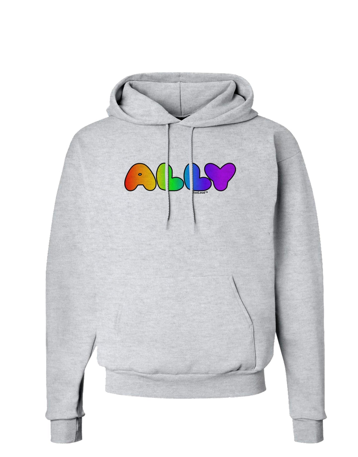 LGBT Ally Rainbow Text Hoodie Sweatshirt by TooLoud-Hoodie-TooLoud-AshGray-Small-Davson Sales