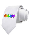 LGBT Ally Rainbow Text Printed White Necktie by TooLoud