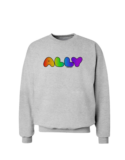 LGBT Ally Rainbow Text Sweatshirt by TooLoud-Sweatshirts-TooLoud-AshGray-Small-Davson Sales