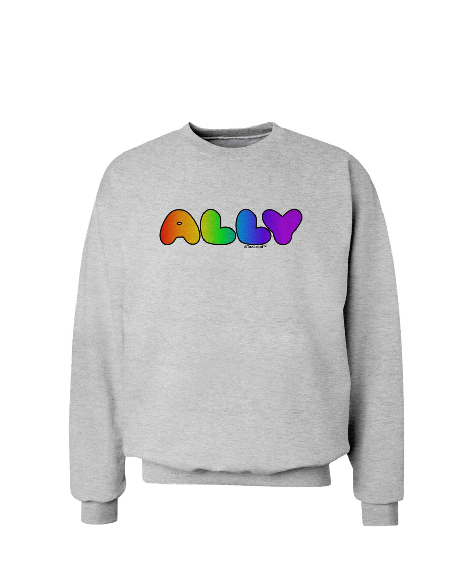 LGBT Ally Rainbow Text Sweatshirt by TooLoud-Sweatshirts-TooLoud-White-Small-Davson Sales