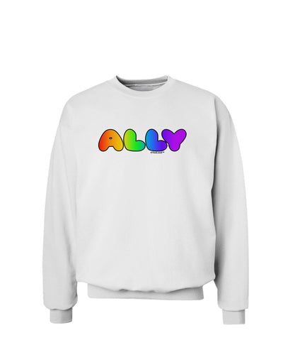 LGBT Ally Rainbow Text Sweatshirt by TooLoud-Sweatshirts-TooLoud-White-Small-Davson Sales