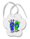 Life is Better in Flip Flops - Blue and Green Paw Print Shaped Ornament-Ornament-TooLoud-White-Davson Sales