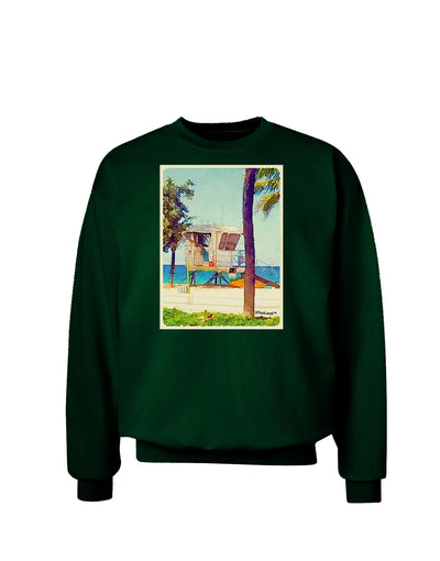 Lifeguard Station Watercolor Adult Dark Sweatshirt-Sweatshirts-TooLoud-Deep-Forest-Green-Small-Davson Sales