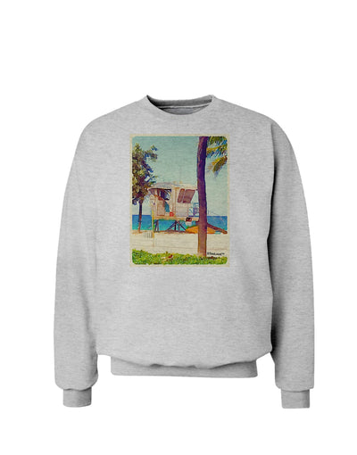 Lifeguard Station Watercolor Sweatshirt-Sweatshirts-TooLoud-AshGray-Small-Davson Sales