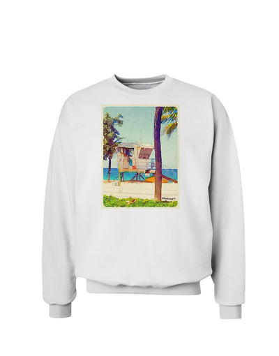 Lifeguard Station Watercolor Sweatshirt-Sweatshirts-TooLoud-White-Small-Davson Sales