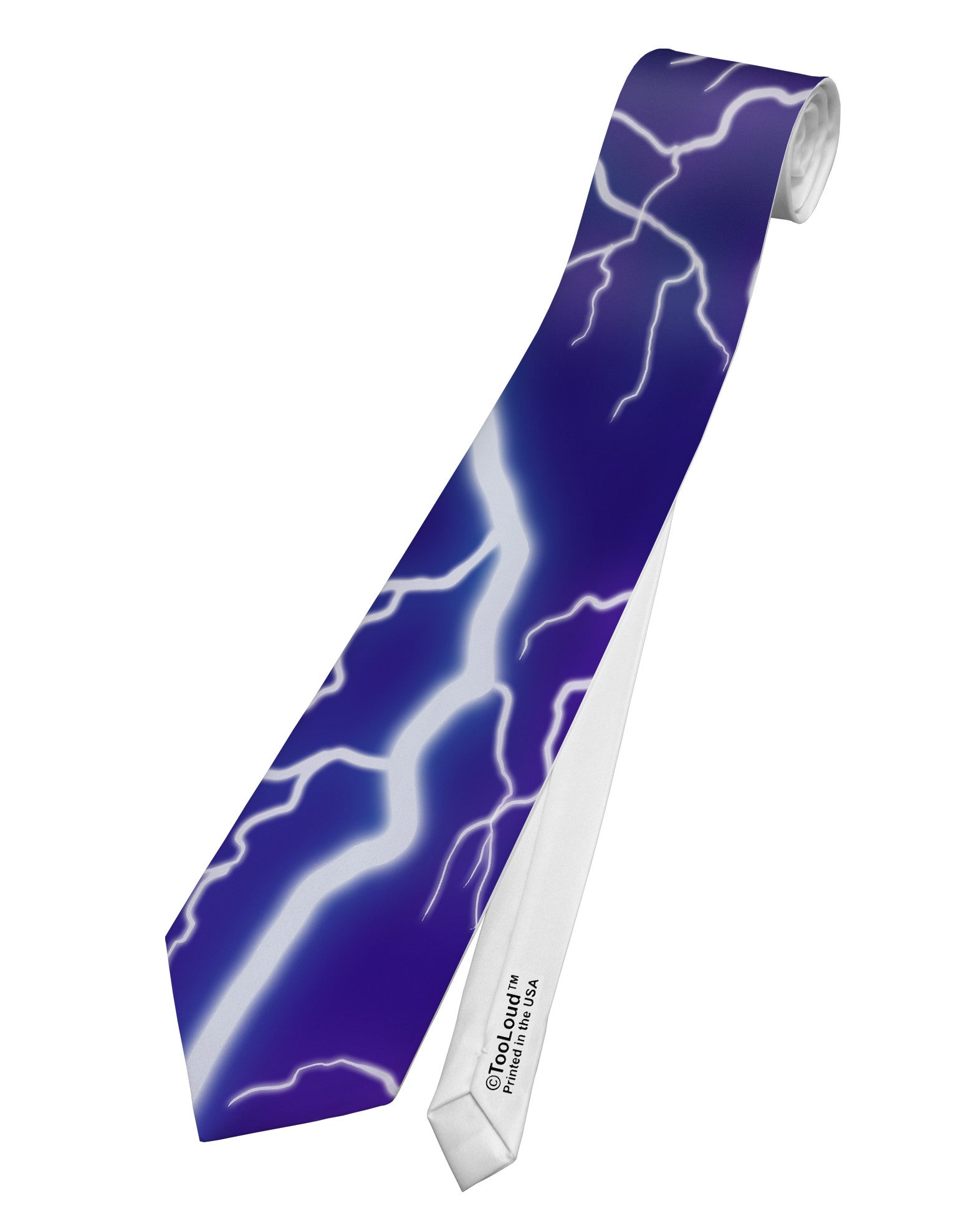 Lightning All Over Printed White Necktie All Over Print