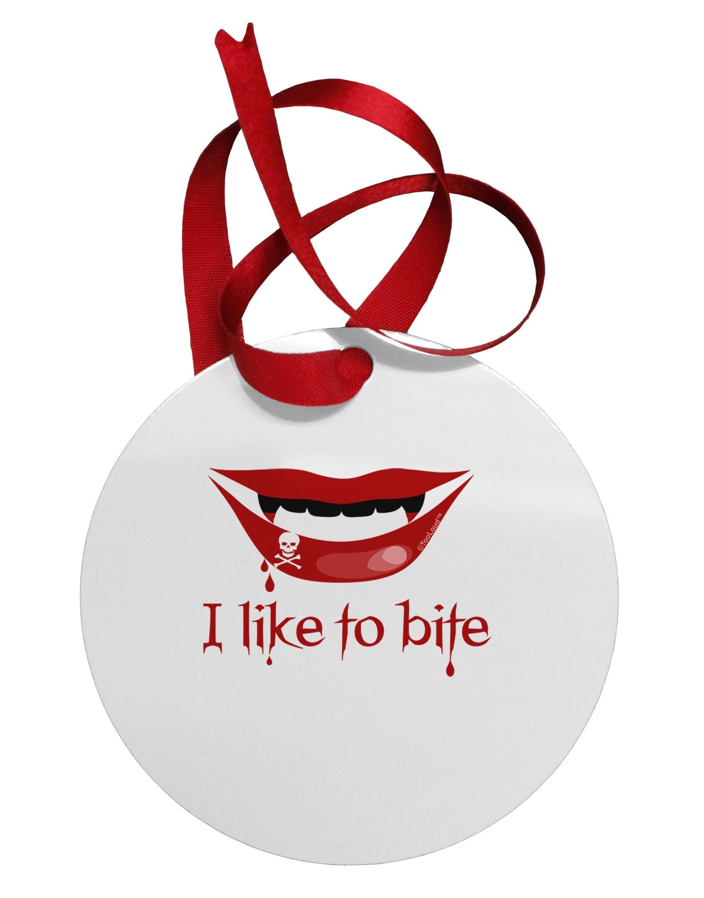 Like to Bite Circular Metal Ornament-Ornament-TooLoud-White-Davson Sales