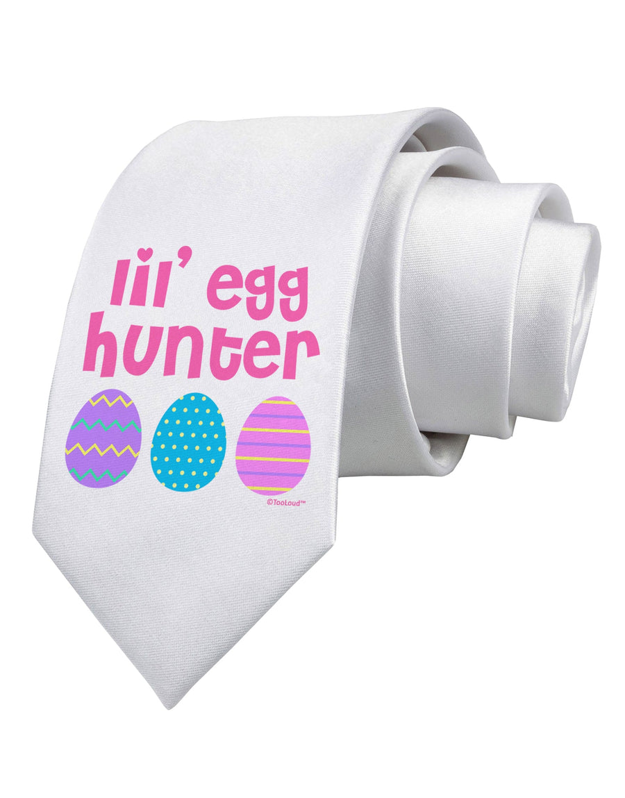 Lil' Egg Hunter - Easter - Pink Printed White Necktie by TooLoud