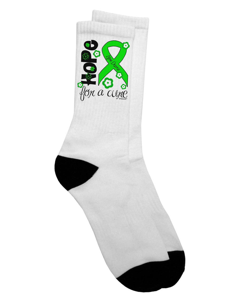Lime Green Ribbon Lyme Disease Awareness - Flowers Adult Crew Socks - TooLoud-Socks-TooLoud-White-Ladies-4-6-Davson Sales