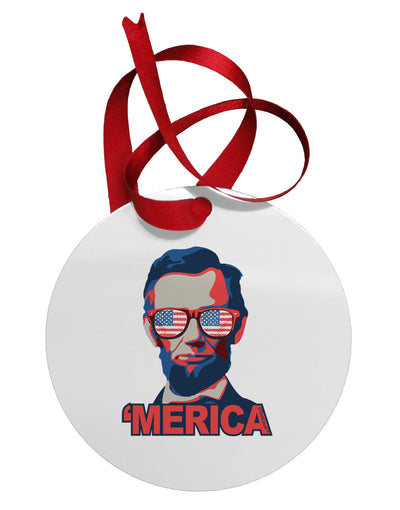 Lincoln Merica Circular Metal Ornament-Ornament-TooLoud-White-Davson Sales