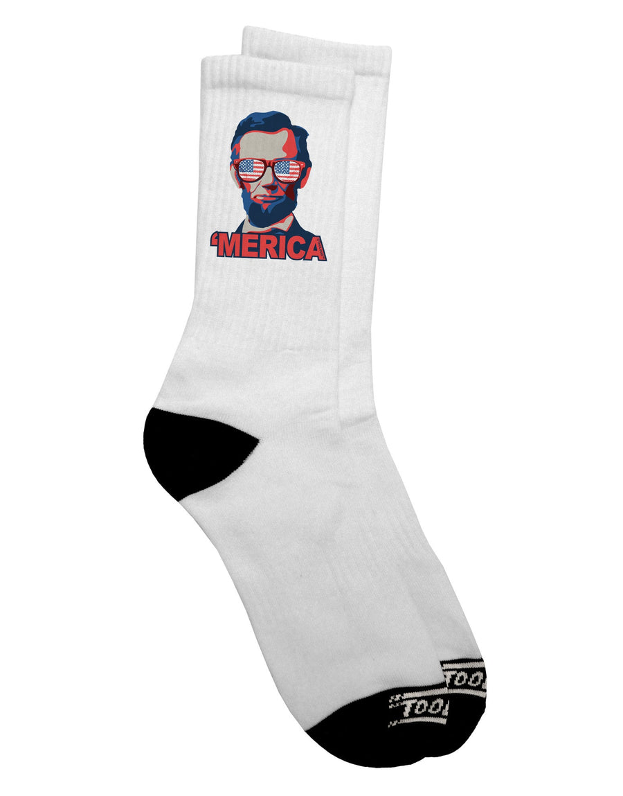 Lincoln Merica Crew Socks - A Must-Have for Patriotic Adults - TooLoud-Socks-TooLoud-White-Ladies-4-6-Davson Sales