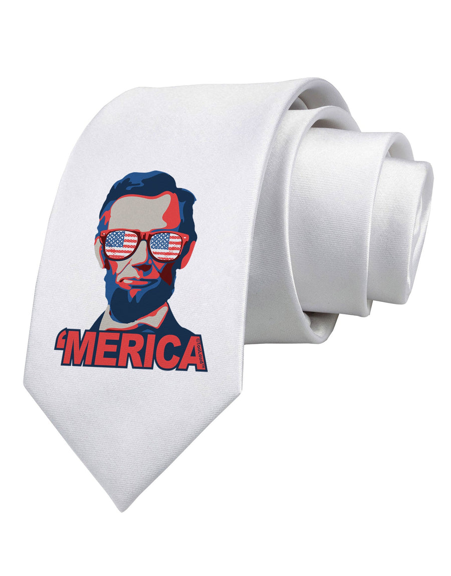 Lincoln Merica Printed White Necktie