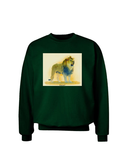 Lion Watercolor 1 Adult Dark Sweatshirt-Sweatshirts-TooLoud-Deep-Forest-Green-Small-Davson Sales