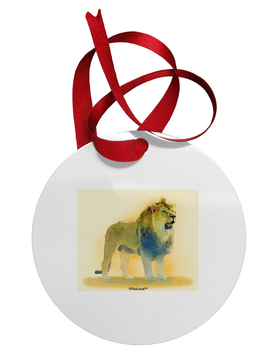 Lion Watercolor 1 Circular Metal Ornament-Ornament-TooLoud-White-Davson Sales