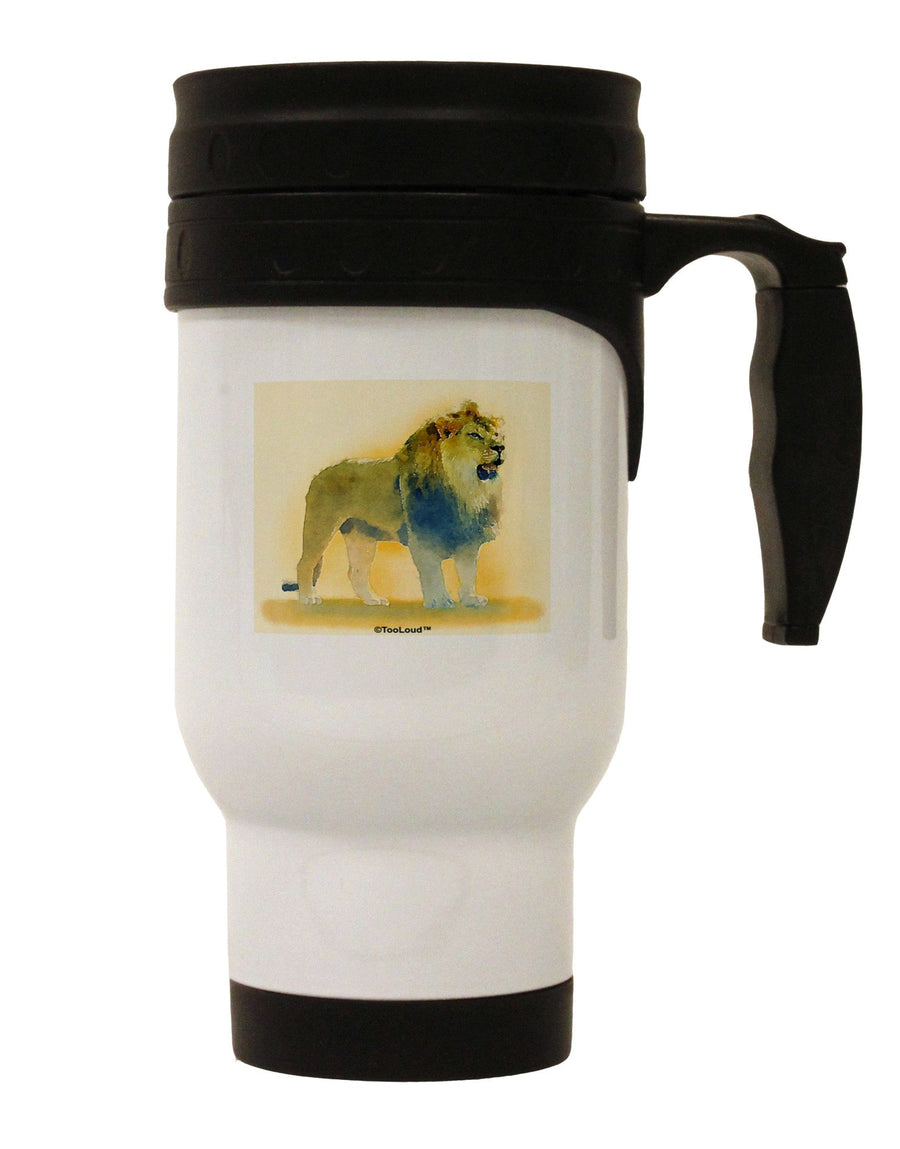 Lion Watercolor 1 Stainless Steel 14oz Travel Mug-Travel Mugs-TooLoud-White-Davson Sales