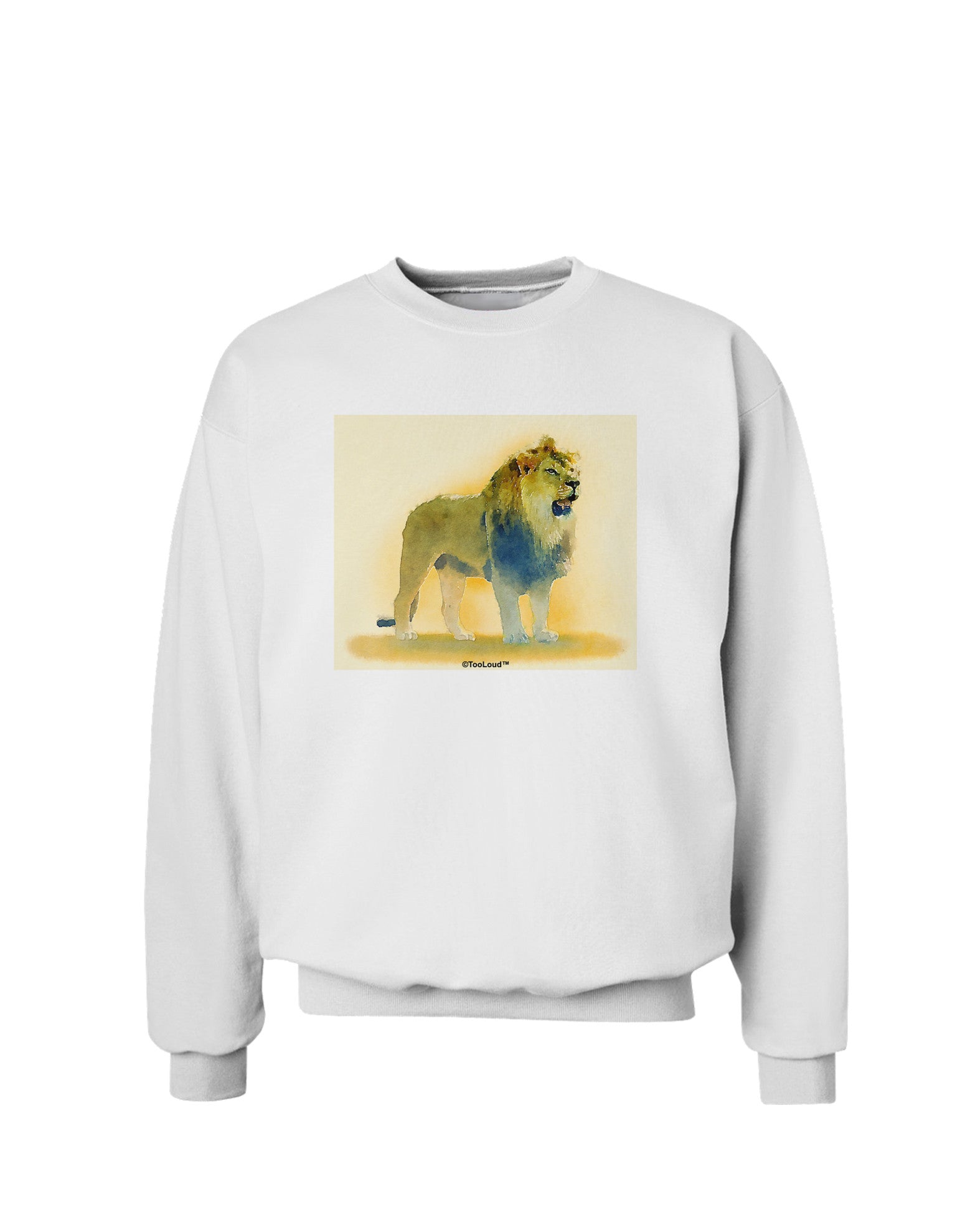 Lion Watercolor 1 Sweatshirt-Sweatshirts-TooLoud-White-Small-Davson Sales