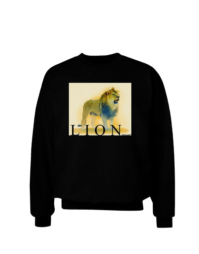 Lion Watercolor 1 Text Adult Dark Sweatshirt-Sweatshirts-TooLoud-Black-Small-Davson Sales