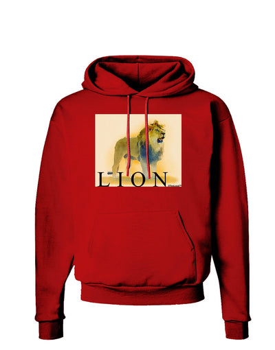 Lion Watercolor 1 Text Dark Hoodie Sweatshirt-Hoodie-TooLoud-Red-Small-Davson Sales