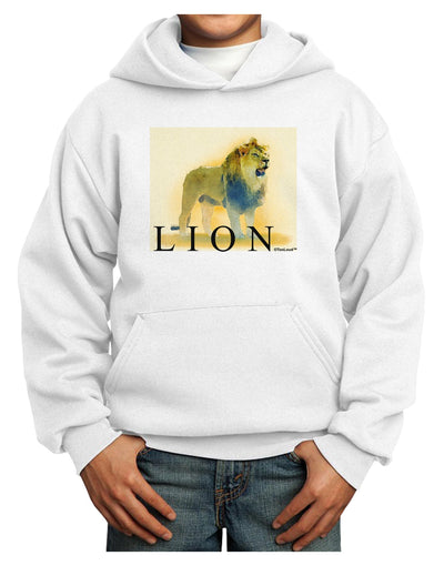 Lion Watercolor 1 Text Youth Hoodie Pullover Sweatshirt-Youth Hoodie-TooLoud-White-XS-Davson Sales