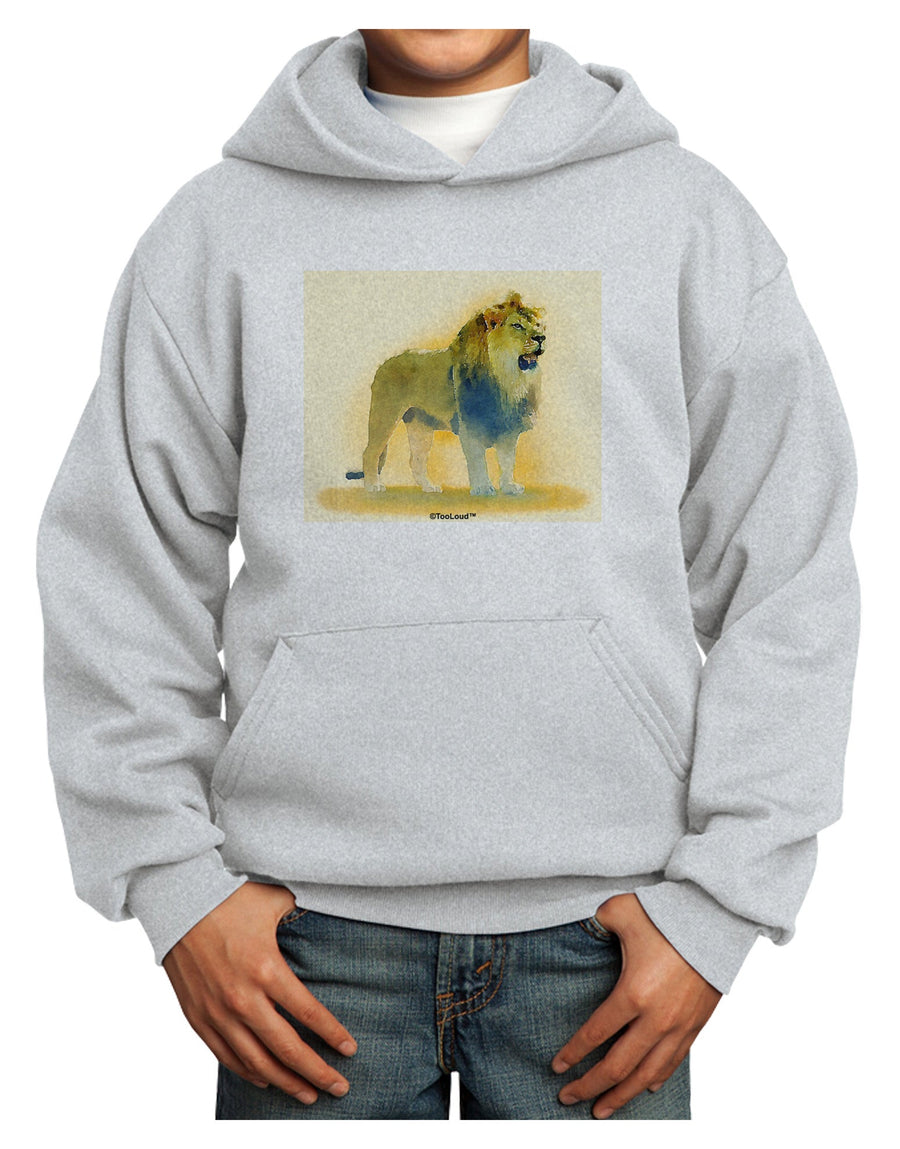 Lion Watercolor 1 Youth Hoodie Pullover Sweatshirt-Youth Hoodie-TooLoud-White-XS-Davson Sales