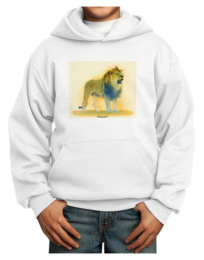 Lion Watercolor 1 Youth Hoodie Pullover Sweatshirt-Youth Hoodie-TooLoud-White-XS-Davson Sales