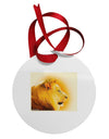 Lion Watercolor 3 Circular Metal Ornament-Ornament-TooLoud-White-Davson Sales