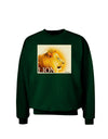 Lion Watercolor 3 Text Adult Dark Sweatshirt-Sweatshirts-TooLoud-Deep-Forest-Green-Small-Davson Sales