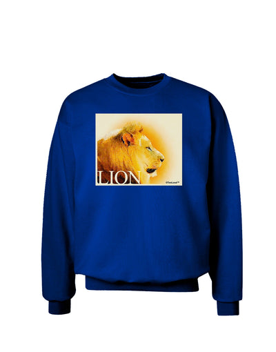 Lion Watercolor 3 Text Adult Dark Sweatshirt-Sweatshirts-TooLoud-Deep-Royal-Blue-Small-Davson Sales