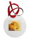 Lion Watercolor 3 Text Circular Metal Ornament-Ornament-TooLoud-White-Davson Sales