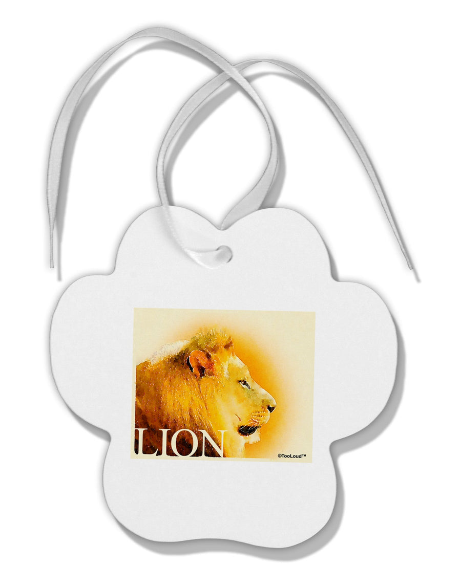 Lion Watercolor 3 Text Paw Print Shaped Ornament-Ornament-TooLoud-White-Davson Sales