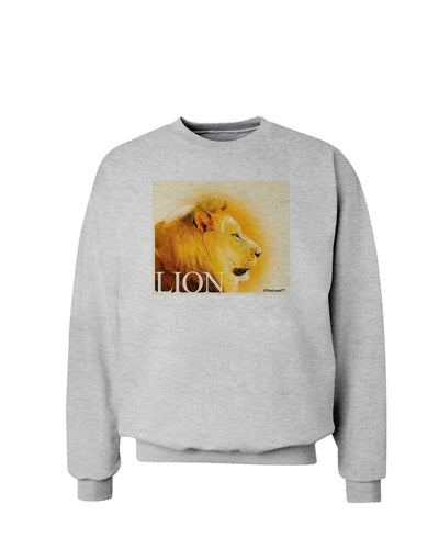 Lion Watercolor 3 Text Sweatshirt-Sweatshirts-TooLoud-AshGray-Small-Davson Sales