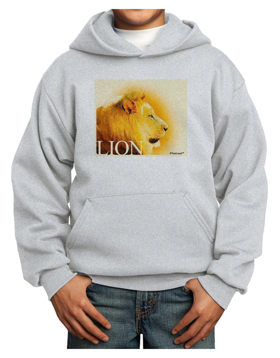 Lion Watercolor 3 Text Youth Hoodie Pullover Sweatshirt-Youth Hoodie-TooLoud-White-XS-Davson Sales