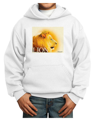 Lion Watercolor 3 Text Youth Hoodie Pullover Sweatshirt-Youth Hoodie-TooLoud-White-XS-Davson Sales