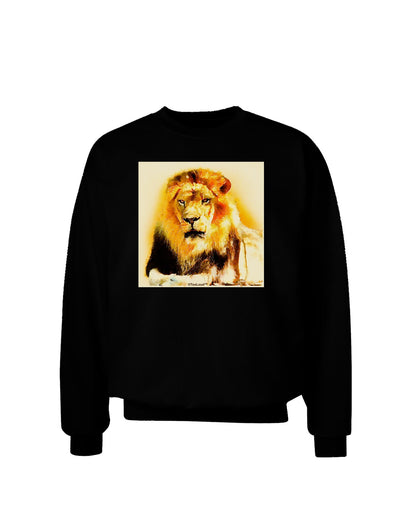 Lion Watercolor 4 Adult Dark Sweatshirt-Sweatshirts-TooLoud-Black-Small-Davson Sales