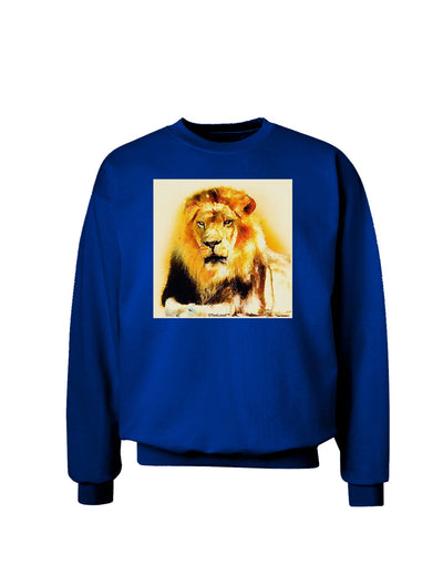 Lion Watercolor 4 Adult Dark Sweatshirt-Sweatshirts-TooLoud-Deep-Royal-Blue-Small-Davson Sales